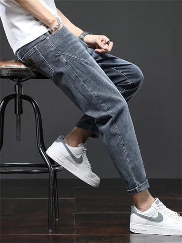Men Summer Jeans Soft Straight Slim Fit Loose Trendy Long Pants Versatile Pants4