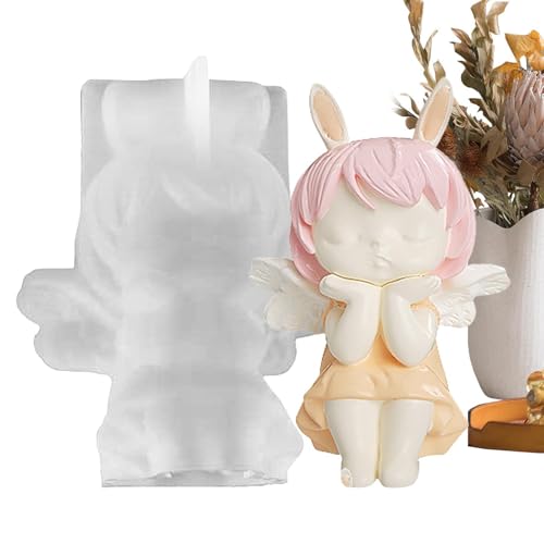 Molde de Silicona Niña,Molde de Silicona Ángel, Molde de estatua de resina con forma de ángel de calidad alimentaria, Molde para hacer silicona antiadherente con alas, Orejas de conejo para dulces