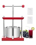 VEVOR 0.8 Gal/3L Fruit Wine Press, 2 Stainless Steel Barrels, Manual Juice Maker, Cider Apple Grape Tincture Honey Olive Oil Making Press with T-Handle for Outdoor Kitchen Home