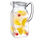 Amazing Abby - Quadly - Plastic Pitcher (64 oz, 2 Quart), Clear Water Pitcher with Lid, Fridge Jug, BPA-Free, Shatter-Proof, Great for Iced Tea, Sangria, Lemonade, Juice, Milk, and More