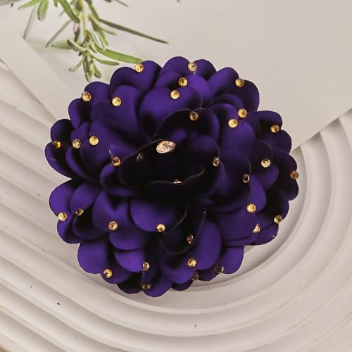 Image of Elegant Large Rose Flower Brooches Lapel Pins Handmade Dainty Satin Fabric Pearl Brooches Big Camellia Flower Brooch Pin for Women Wedding Part Dance Dress Suit Clothes Accessories Prom Jewelry