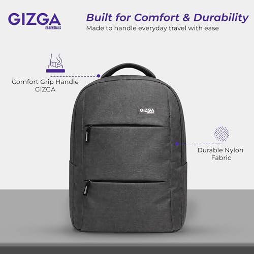 Image of Gizga Essentials Laptop Backpack for Up to 16 Inch Laptops| USB Charging Port, Water Resistant, Breathable Shoulder Straps, Spacious Interior, Bottle Pocket| Travel Bag for Office, School & College