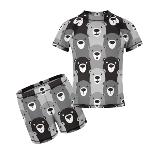 Monochrome Bear Polar BearChildren's Swimsuits Boys Two Piece Suit8-10Y（130cm）