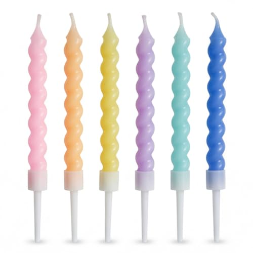 Rozi Decoration Twisted Spiral Birthday Candles – Pack of 6 | 4 Inch Long Cake Candles | Colorful Party Decoration for Kids & Adults Birthday Celebration
