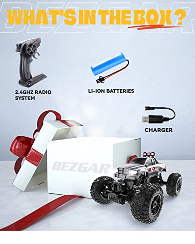 Bezgar Tc141 1:14 Scale Remote Control Car, All Terrains Electric Toy Off Road Waterproof Rc Truck, Remote Control Monster Truck For Kids Boys With 2.4 Ghz Remote Control And Rechargeable Battery #TOP3