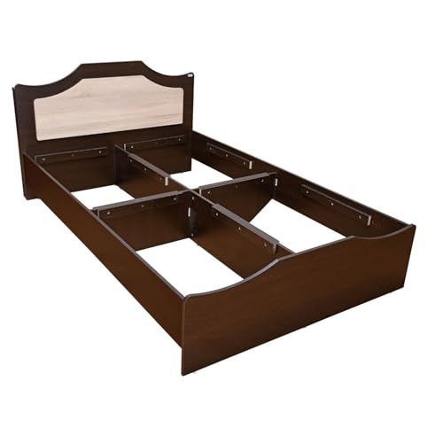 Image of Nilkamal Willy Wooden Double Bed Without Storage | Engineered Wood | Contemporary Design | Wenge & Sonoma Oak