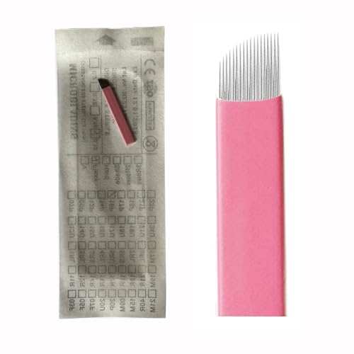 Cuchillas de microblading Nano 18 pendientes rosa de 0,15 mm para trazos de cejas perfectos
