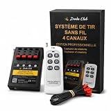 zenda club® Accenditore Fuochi d'artificio senza fili a 4 vie + 2 telecomandi – Sistema elettronico pirotecnico con controller – Attrezzature professionali per tiro sicuro di fuochi d'artificio