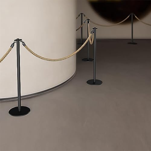 Black Braided Hemp Stanchion Rope - 3 Pack, 3.3ft Queue Divider for Movie Theaters & Events, Durable Hook Design for Grand Openings & Crowd Control