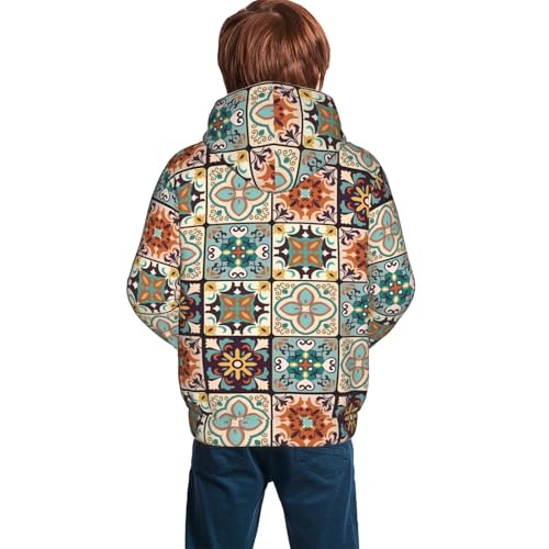 Vintage Floral Bohemian Kids Pullover Hoodies Boys Sweatshirts Girls Athletic Clothes with Pocket 7