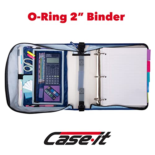 Classeur zippé Case-it PS-430 grand format bleu avec porte-documents extensible - 2