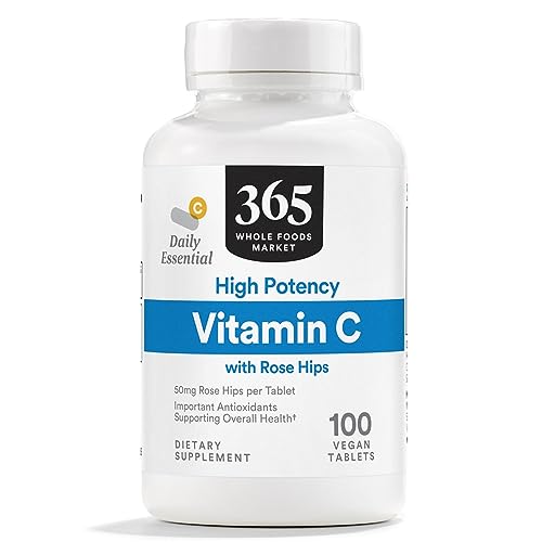 365 by Whole Foods Market, High Potency Vitamin C with Rose Hips, Vegan, 100 Tablets - image 1