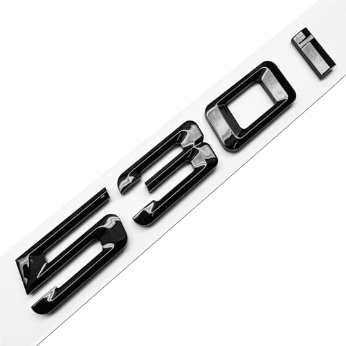 Image of 530i Rear Gloss Black 3D Trunk Lid Car Badge Emblem Decal Number Letter for BMW 5 Series with Adhesive Backing