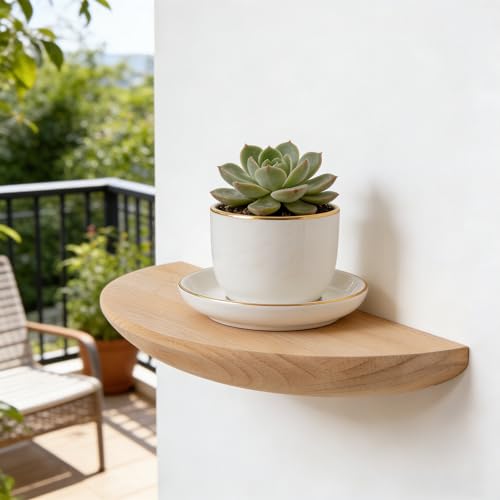 Étagère d'angle suspendue en bois pour plantes et décoration de salon