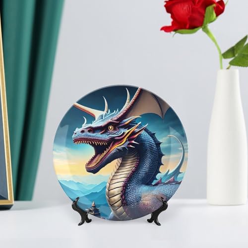 Plato Decorativo Roaring Dragon Bone China 7 pulgadas miniatura 6