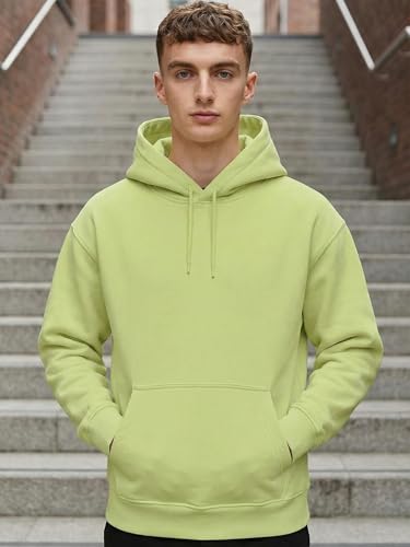 Image of NOBERO Oversized Solid Hooded Sweatshirt for Men | Oversized Hoodie for Men | Hooded Pullover | Cotton Rich Printed Hoodie 280 GSM Fleece