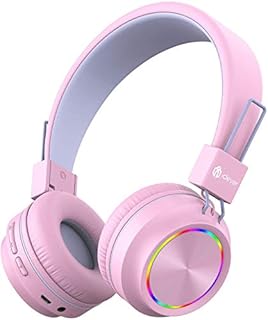 iClever 2 Pack Bluetooth Kids Headphones, Colorful Lights LED Kids Wireless Headphones with MIC, Volume Control, Foldable, Children Headsets for School/Travel