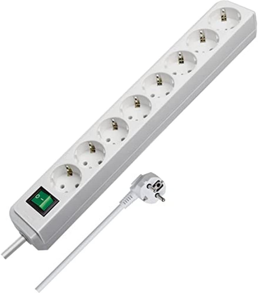 Brennenstuhl Eco-Line Power Strip with 8 Outlets (3 m Cable, Switch) White