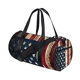 Gym Duffel Bag Patriotic American Flag Training Duffle Bag BaLin Round Travel Sport Bags for Men Women