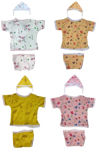 Image of TANGY Hosiery Newborn Baby Boy's and Baby Girls Jhabla Clothing Top Set(Pack of 4)