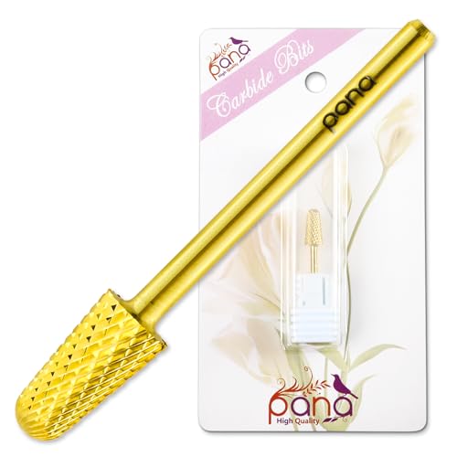 Pana 3/32" Safety Bit Nail Carbide Bit - for Electric Dremel Drill Machine (Medium, Cone - Gold)
