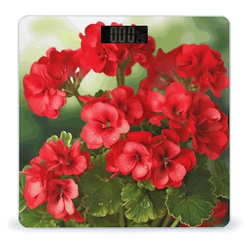 Báscula Digital de Baño Color Rojo Geranios 400lb miniatura 1