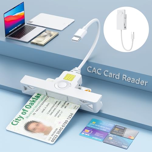 USB C CAC Smart Card Reader,DOD Military Type-C Common Access id Credit Card/ID/IC Bank/Health/Government/PIV CAC Chip Card with Windows, Mac OS for Android Phones, MacBook Proï¼ŒiPad,Tablet-Mini & Fold
