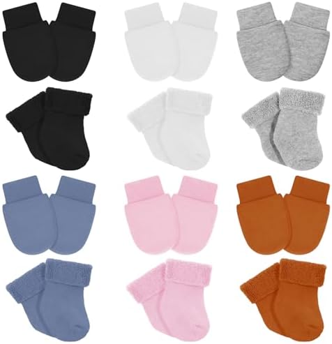 Conjunto de 6 luvas e meias para bebês recém-nascidos, luvas e me...