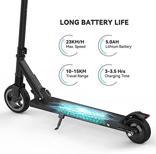 M MEGAWHEELS Electric Scooter for Kids Adulte, Fast Folding Adjustable Kick Scooter Max Speed 23km/h, Up to 68Kg Weight Load, with 250W Motor, 6.5" Wheel, Gifts for Children and Teenagers