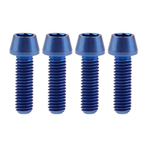 Image of Titanium Ti Bolt M5x9 16 18 20 25 30 35 40 45 50 55 60mm Tapered Head Screws Pack of 4 (M5x16mm, Blue)