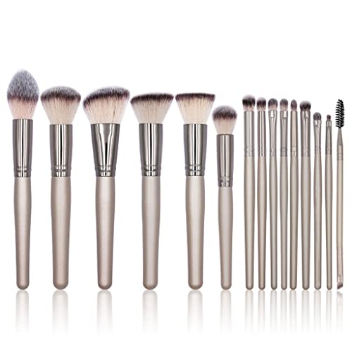 15 pinceaux de maquillage anti-perte de poils avec pinceau poudre libre et yeux