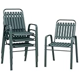 Outsunny Lot de 4 chaises de Jardin chaises empilables d'extérieur avec Haut Dossier et ac...