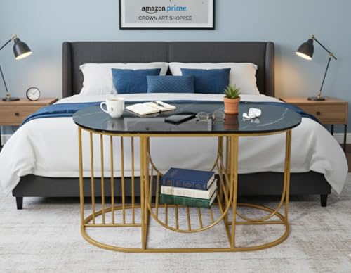Image of Coffee Table Centre Table (Black Gold, Round Jali)