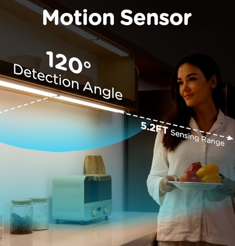 Mscals Under Cabinet Lighting Plug in, AC120V 3CCT 3000/4000/5000K Motion Sensor Light Indoor with Timer, Super Bright Linkable LED Counter Light for Kitchen, Closet, White 18 Inch, 2Pack by Mscals - Used condition - Image 3