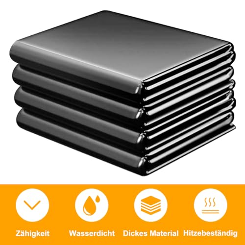 SDLDEER Teichfolie, Teichfolie 6x8m, Schwarz HDPE Teichfolien Schwerlast, für Blumen Gärtner Gewächshäuser Teiche Wasserauslese UV Stabil