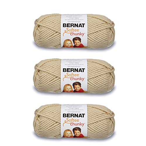 Bernat Softee Chunky Yarn (3 Ball Pack), 3 Pack, Linen, 3 Count