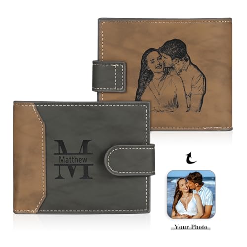 Personalized Fathers Day Wallet with Photo & Name | Custom Wallets for Men | Unique Personalized Gifts for Men Dad | Leather Engraved Wallet (Style 3)2