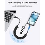 Coiled USB A to USB C Cable 6FT, 2Pack USB C Cables for Car, USB to USB C - Image 6