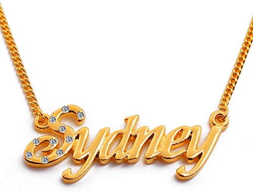 Sydney Name Necklace 18K Gold Plated Personalized Dainty Necklace - Jewelry Gift Women, Girlfriend, Mother, Sister, Friend, Gift Bag & Box