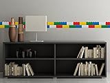 Sunny Decals Lego Inspired Building Blocks Wall Border - Set of 2, 25'' Removable Fabric Kids Wall Sticker