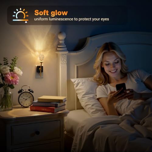 Image of JandCase Night Light, Night Lights Plug into Wall, Glass Flower Nightlight