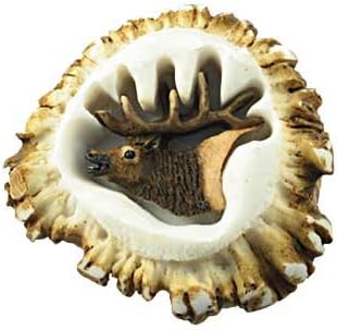 BLACK FOREST DECOR Deer Burr Cabinet Knob - Elk - Set of 2, Resin, Cabinet Hardware, 2 1/2" W x 1 1/4" D x 2" H