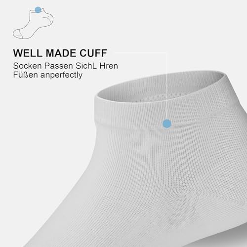 fitfets Sneaker Socken Herren Damen Baumwolle 10 Paar Sneakersocken Kurz Sneakersocken Socks Unisex Schwarz Weiß Grau,Grau und Weiß,43-46 6