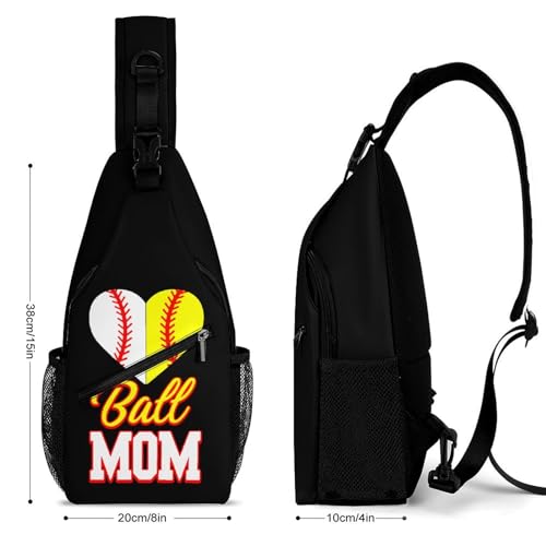 Funny Ball Mom Softball Baseball Sling Backpack Multipurpose Crossbody Shoulder Bag Printed Chest Bag Travel Hiking Daypack, 38x20cm, style2