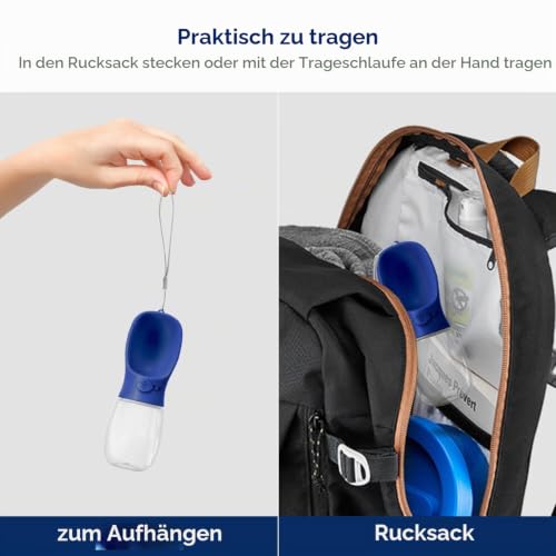 WePet Tragbare Hunde-Wasserflasche, 350 ml, Auslaufsicherer Trinknapf für Hunde – Praktisch für Spaziergänge, Wandern & Reisen – Aus lebensmittelechtem Kunststoff