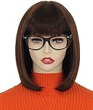 NICAT Brown Bob Wigs for Velma Costume Cosplay with Glasses Natural Cute Short Synthetic Hair Wigs...