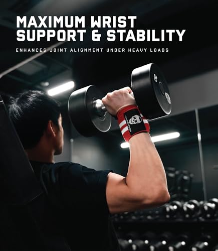 Image of Gymreapers Weightlifting Wrist Wraps (IPF Approved) Professional Quality Wrist Support with Heavy Duty Thumb Loop - Best Wrap for Powerlifting Competition, Strength Training, Bodybuilding
