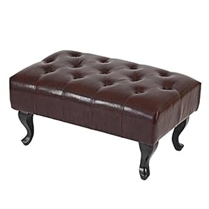 Mendler Ottomane Chesterfield, kruk, voetensteun, kruk, waterafstotend kunstleer, 39 x 77 x 47 cm