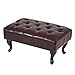 Mendler Ottomane Chesterfield, Sitzhocker Fußablage Hocker, Kunstleder 39x77x47cm - antik-braun