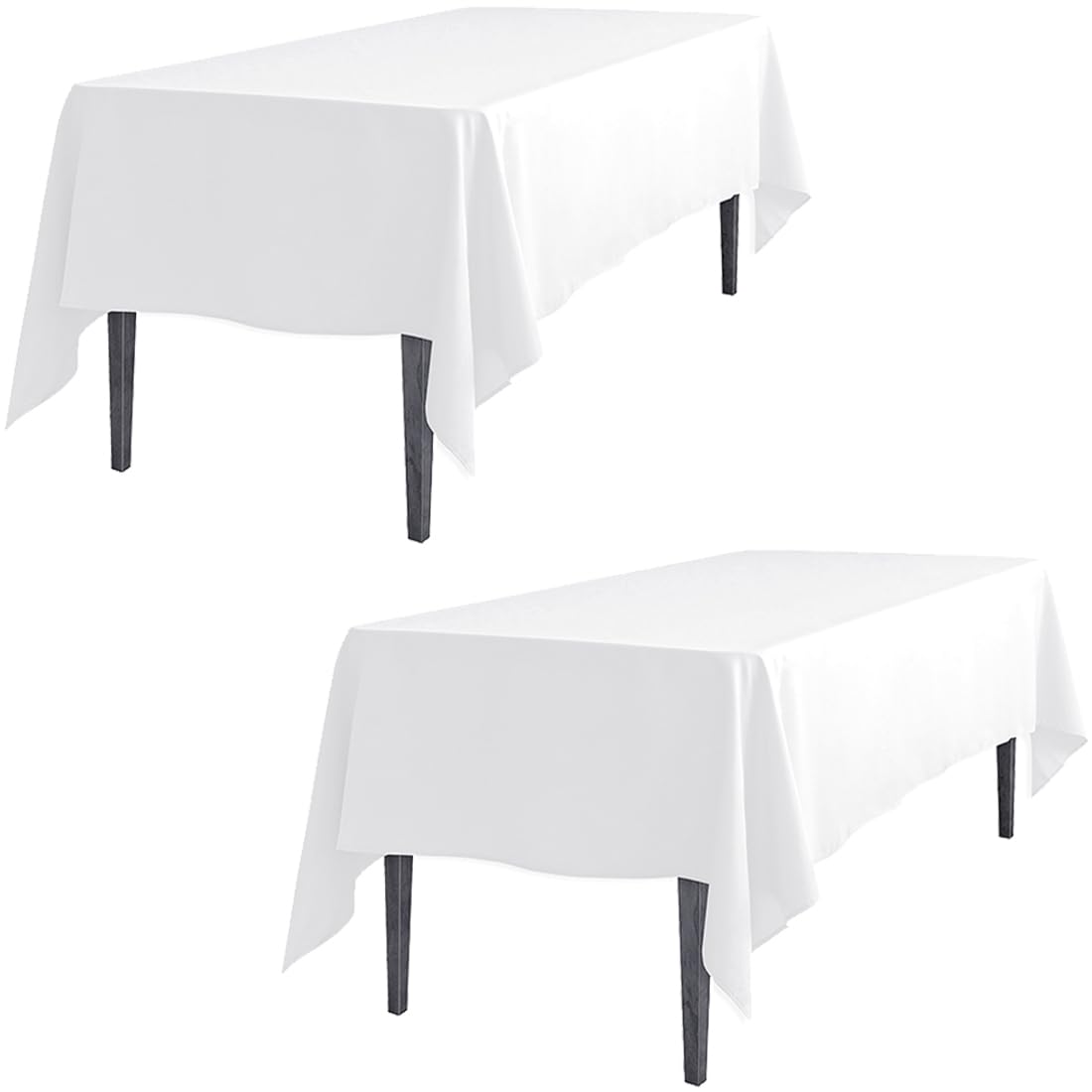 Nappe rectangulaire blanche de fête en polyester 152x259 cm pour habiller la table du jardin